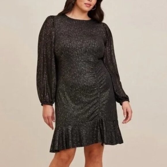 torrid Dresses & Skirts - Worn Once Torrid Size 4 Studio Knit Gold & Black Dress